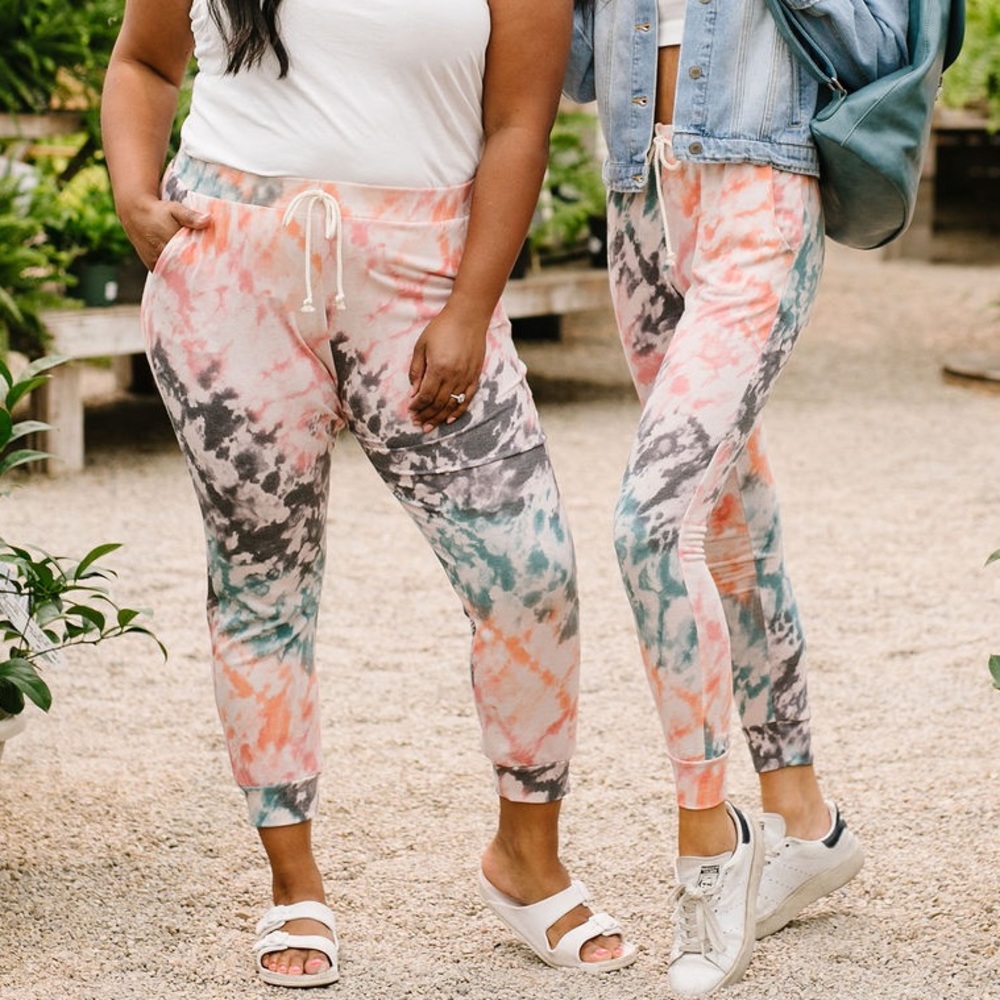 Coral Tie Dye Joggers - Picture 5 of 10